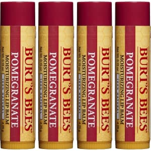 Burt's Bees 100% Natural Pomegranate Moisturizing Lip Balm 4-Pack for $9.34 in cart Burt's Bees 100% Natural Pomegranate Moisturizing Lip Balm 4-Pack for $9.34 in cart