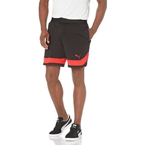 PUMA Men's Train Vent Knit 7" Shorts, Black/High Risk Red, L for $15 PUMA Men's Train Vent Knit 7" Shorts, Black/High Risk Red, L for $15