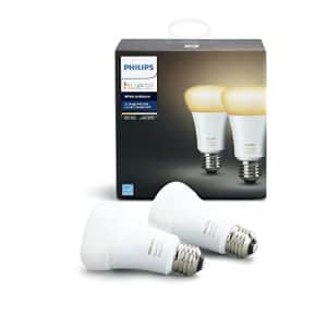 Philips Hue White Ambiance A19 2-Pack 60W Equivalent Dimmable LED Smart Bulbs (Hue Hub Required, for $43