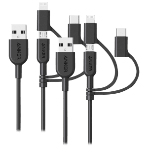 Anker PowerLine II 3-Foot 3-in-1 Micro / Lightning / USB-C Cable: 2 for $20