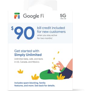 Google Fi Simply Unlimited SIM Card Kit for $48