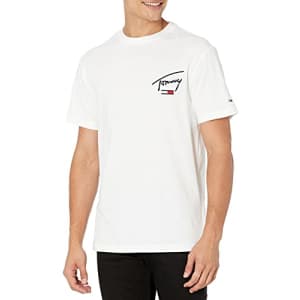 Tommy Hilfiger Men's Tommy Jeans Short Sleeve Graphic T Shirt, YBR-White, X-Small for $31