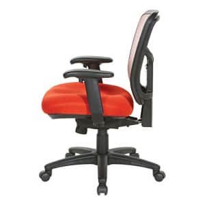 Office Star Fabric Seat and Mesh Back Manager's Chair with Adjustable Arms, Red for $206