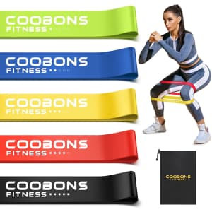 Coobons 5-Piece Resistance Band Set for $6
