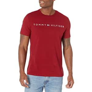Tommy Hilfiger Men's Essential Flag Logo T-Shirt, Red Carpet, XXL for $18