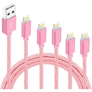 Idison MFi-Certified Braided Lightning Cable 5-Pack for $8