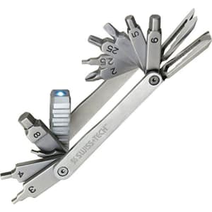 Swiss+Tech Folding Multi-Tool with Screwdrivers & Wrenches, Stainless Steel Construction, Polished Finish, LED for $28