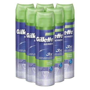 Gillette Series 3X Sensitive Shave Gel 7-oz. Can 6-Pack for $38