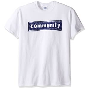T-Line Men's Community TV Series Intro Logo Graphic T-Shirt, White, Large for $8