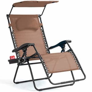 Goplus Folding Zero Gravity Lounge Chair Wide Recliner for Outdoor Beach Patio Pool w/Shade Canopy for $113