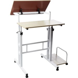 Mind Reader 2-Tier Adjustable Sit and Stand Mobile Workstation Desk for $55 Mind Reader 2-Tier Adjustable Sit and Stand Mobile Workstation Desk for $55