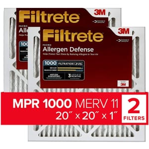 Filtrete Micro Allergen Defense 20"x20"x1" HVAC Filter 2-Pack for $34