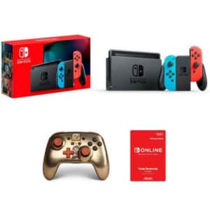 Nintendo Switch V2 32GB Console w/ 1-Year Online Family Sub & Controller for $356