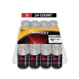 IMPECCA D Batteries (24-Pack) High Performance Alkaline, Long Lasting, and Leak Resistant for $30