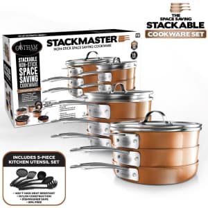 Gotham Steel StackMaster 15-Piece Nonstick Space-Saving Cookware Set for $149 Gotham Steel StackMaster 15-Piece Nonstick Space-Saving Cookware Set for $149
