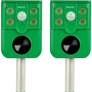 Diaotec Solar Ultrasonic / Flashing Light Animal Repeller 2-Pack for $35 Diaotec Solar Ultrasonic / Flashing Light Animal Repeller 2-Pack for $35