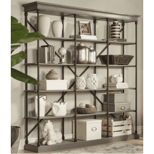 HomeSullivan Manor Drive 84" Triple-Wide 5-Shelf Etagere Bookcase for $722 HomeSullivan Manor Drive 84" Triple-Wide 5-Shelf Etagere Bookcase for $722