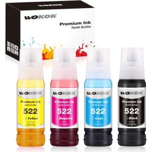 Wokok Epson 522 EcoTank Compatible Refill Ink Bottle 4-Pack for $19 Wokok Epson 522 EcoTank Compatible Refill Ink Bottle 4-Pack for $19