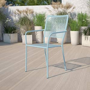 Flash Furniture Commercial Grade Sky Blue Indoor-Outdoor Steel Patio Arm Chair with Square Back for $52