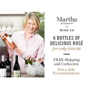 Martha Stewart Wine Summer Rosé 6-Pack for $55 + free corkscrew Martha Stewart Wine Summer Rosé 6-Pack for $55 + free corkscrew
