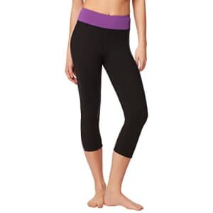 SHAPE activewear Women's Reef Crop Pant, Black/Amaranth, X-Small for $37