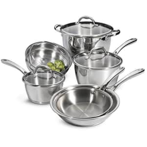 Tramontina 80154/567DS Tri-Ply Base Stainless-Steel Cookware Set, Induction-Ready, 9-Piece for $134