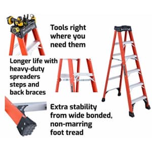 Louisville Ladder 6-Foot Fiberglass Step Ladder, 375-Pound Capacity, FS1406HD for $204 Louisville Ladder 6-Foot Fiberglass Step Ladder, 375-Pound Capacity, FS1406HD for $204