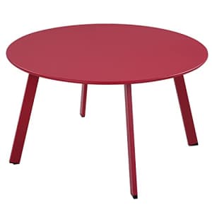 Grand patio Round Steel Patio Coffee Table, Weather Resistant Outdoor Large Side Table, Red for $60