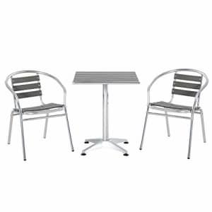Outsunny 3-Piece Outdoor Patio Bistro Table Set with Aluminum Frame, Woodgrain-Style Tabletop & for $180