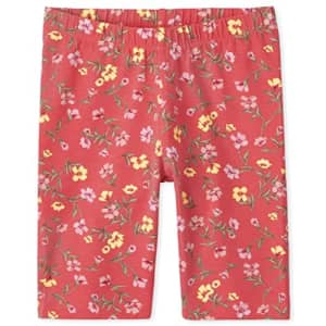 The Children's Place Girls Print Bike Shorts, Coral Rose, Small (5/6) for $6