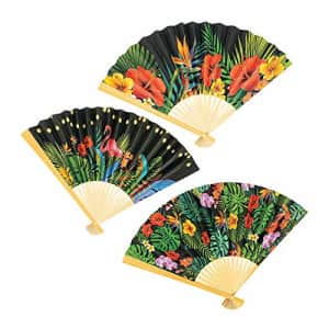 Fun Express Tropical Nights Folding Hand Fans (set of 12) Tiki and Luau Party Supplies for $22