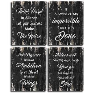 8" x 10" Inspirational Canvas Wall Art 4-Pack for $5