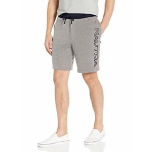 Nautica Men's Fleece Knit Logo Shorts, Stone Grey Heather, Medium for $42