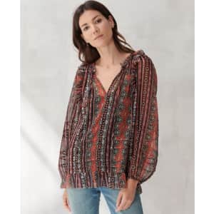 Lucky Brand Women's Chiffon Printed Peasant Top for $13 Lucky Brand Women's Chiffon Printed Peasant Top for $13