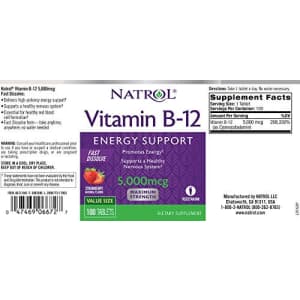 Natrol Vitamin B12 Fast Dissolve Tablets, Promotes Energy, Supports a Healthy Nervous System, for $8 Natrol Vitamin B12 Fast Dissolve Tablets, Promotes Energy, Supports a Healthy Nervous System, for $8