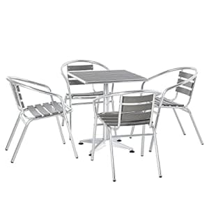 Outsunny 5-Piece Outdoor Patio Bistro Table Set with Aluminum Frame, Woodgrain-Style Tabletop & for $170 Outsunny 5-Piece Outdoor Patio Bistro Table Set with Aluminum Frame, Woodgrain-Style Tabletop & for $170
