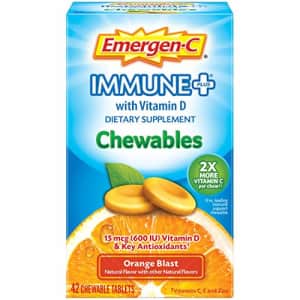 Emergen-C Immune+ Chewables Vitamin C 1000mg With Vitamin D Tablet (42 Count, Orange Blast Flavor) for $15 Emergen-C Immune+ Chewables Vitamin C 1000mg With Vitamin D Tablet (42 Count, Orange Blast Flavor) for $15