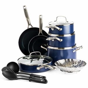 Blue Diamond Cookware Diamond Infused Ceramic Nonstick 14 Piece Cookware Pots and Pans Set, for $130