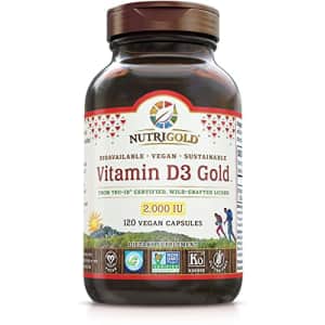 Nutrigold Vitamin D3 Gold 2000 IU - 120 vegan capsules [2000 IU] | Whole-food D3 (from lichen) for $21