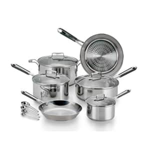 T-fal E759SE Performa Pro Stainless Steel Dishwasher Safe Oven Safe Cookware Set, 14-Piece, Silver for $105