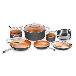 Gotham Steel Pots and Pans Set 12 Piece Cookware Set with Ultra Nonstick Ceramic Coating by Chef for $89 Gotham Steel Pots and Pans Set 12 Piece Cookware Set with Ultra Nonstick Ceramic Coating by Chef for $89