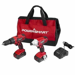 PowerSmart Drill and Impact Driver Combo Kit, 20V Max Drill and Impact Set Adjustable Speed and for $87 PowerSmart Drill and Impact Driver Combo Kit, 20V Max Drill and Impact Set Adjustable Speed and for $87