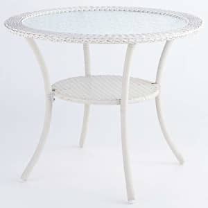 BrylaneHome Roma All-Weather Resin Wicker Bistro Table Patio Furniture, White for $113
