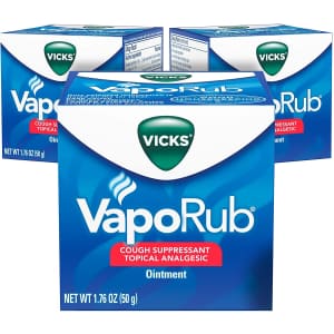 Vicks VapoRub Cough Suppressant / Chest Rub Ointment 1.76 oz 3-Pack for $16