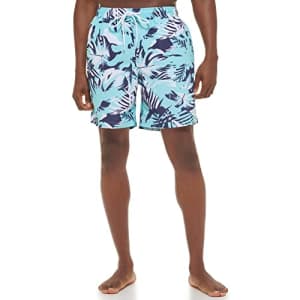 Calvin Klein Men's Standard UV Protected Quick Dry Swim Trunk, Light Blue, Medium for $25