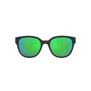 Costa Del Mar Women's Salina Rectangular Sunglasses, Black/Polarized Green Mirrored 580P, 53 mm for $247