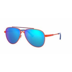 POLO RALPH LAUREN Men's PH3126 Aviator Metal Sunglasses, Fluorescent Orange/Blue/Multilayer Blue, for $110