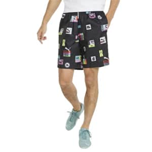 PUMA Men's Brand Love All Over Print 8" Woven Shorts, Black, X-Large for $27