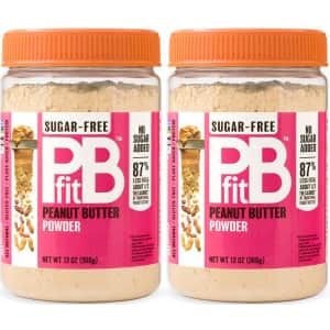 PBFit 13-oz. Sugar-Free Peanut Butter Powder 2-Pack for $10.28 w/ Sub. & Save PBFit 13-oz. Sugar-Free Peanut Butter Powder 2-Pack for $10.28 w/ Sub. & Save