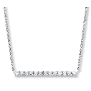 Kay Lab-Created White Sapphire Bar Necklace Sterling Silver for $30 Kay Lab-Created White Sapphire Bar Necklace Sterling Silver for $30